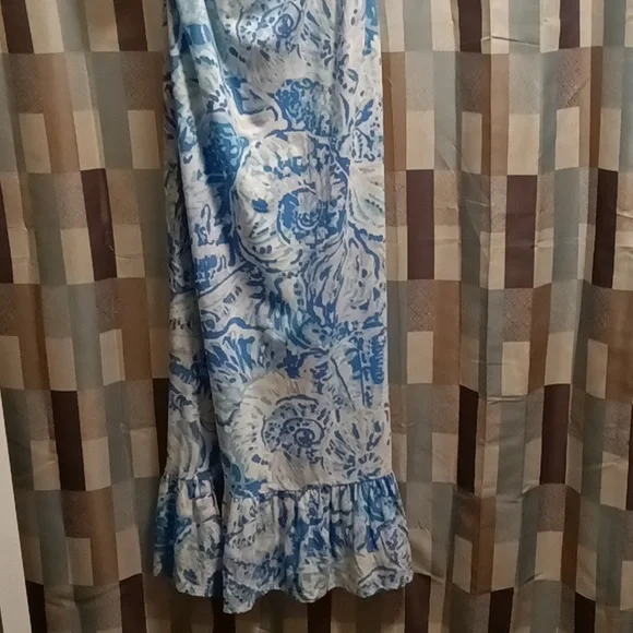 FINAL PRICE Lilly Pulitzer blue multi-colored floral s/s flared hem dress L 8/10 - Picture 4 of 4
